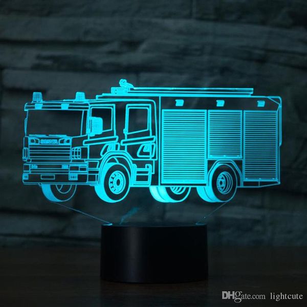 2019 Novelty 3d Led Desk Lamp Creative Visual Fire Engine Lighting