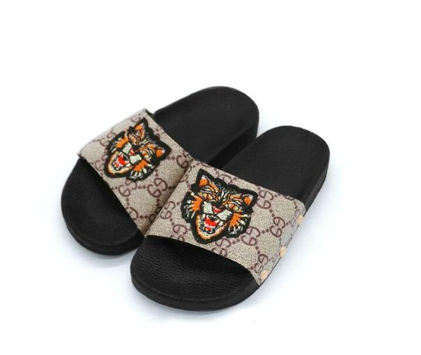 Girls Sandals Baby Slippers Tiger Letter Stripes Children Soft Bottom Boys Girls Summer New Princess Shoes Home Shoes 457 Slipper Shoes For Toddlers
