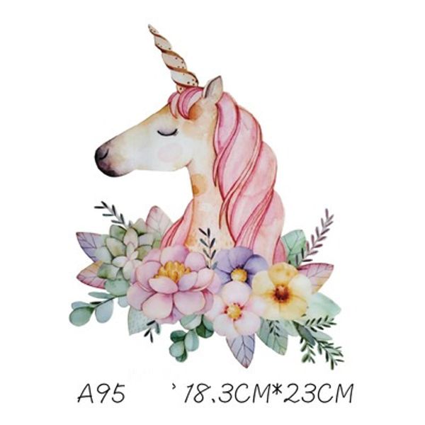 

girls t shirt cute unicorn patches sticker cartoon diy stickers for t shirt funny iron-on transfers patches for clothes, Black