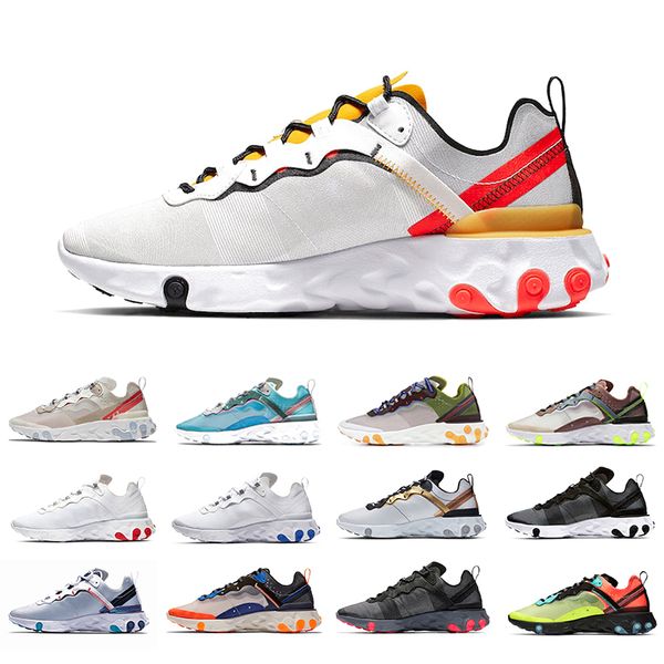 

tour yellow react element 87 55 mens running shoes men women game royal sail triple black white taped seams trainers sports sneakers 36-45