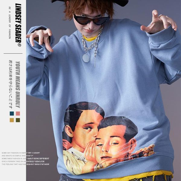 

lindsey seader 2020 harajuku kids уиспер мультфильм толстовка пуловер хип-хоп streetwear мужчины толстовка толстовка hiphop сыпучие, Black