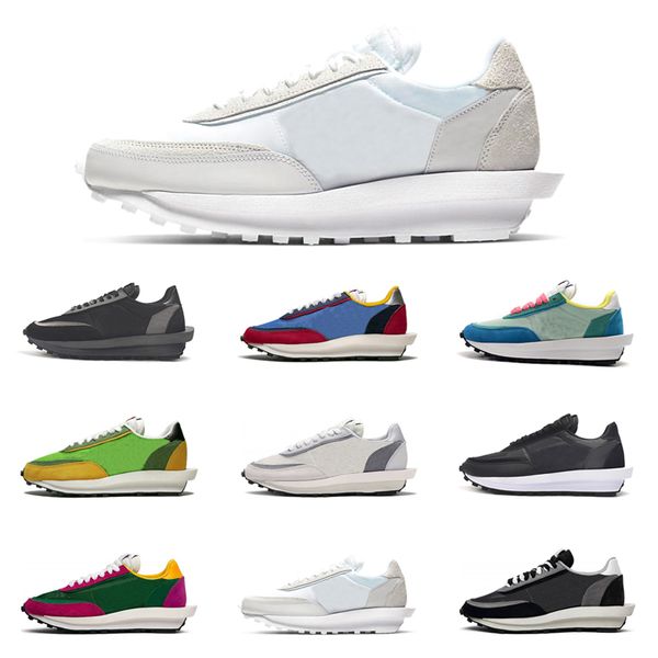 

2020 кроссовки sacai x ldv вафля ld мужчины женщины тройной черный белый нейлон сосна зеленый gusto varsity синий тренер спортивные кроссовк, Black