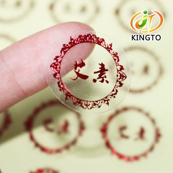 

transparent vinyl pp pvc pet printing label sticker with red gold / gold stamping