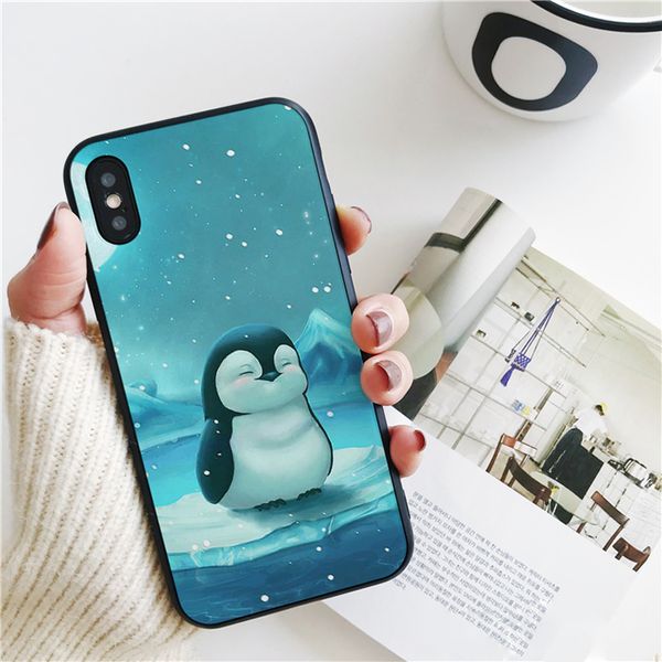 

fundas luxury cute penguin cover for iphone 11 pro xs max xr case for iphone 8 7 6s plus 5s se case soft silicone cover.