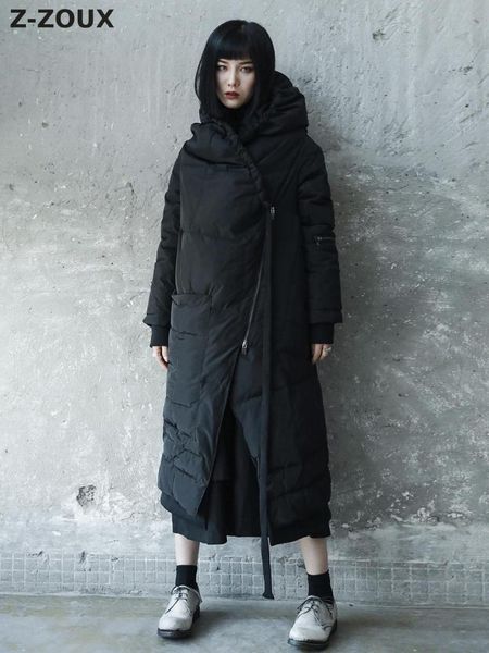 

z-zoux woman coat hooded black irregular womens down jackets loose large size long women winter coat 2018 new fashion casual
