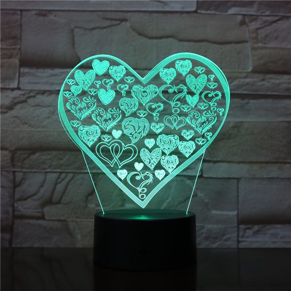 

3d lamp love type wonderful present for children touch sensor novetly color changing with remote atmosphere led night light lamp