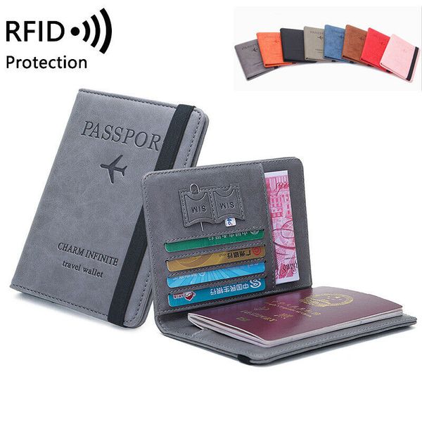

slim leather travel passport wallet casual solid holder money wallet id multifunction documents flight license purse, White