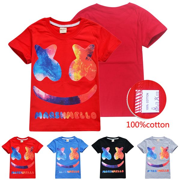 

4 colors dj marshmello kids t-shirts 6-14t kids boys girls cartoon printed 100% cotton tee shirts tshirts kids designer clothes dhl ss107, Blue