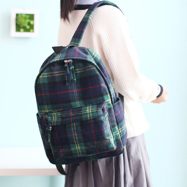 

fashion winter college backpack harajuku backpacks student school bags teen girl female plaid british lapcasual mochilas