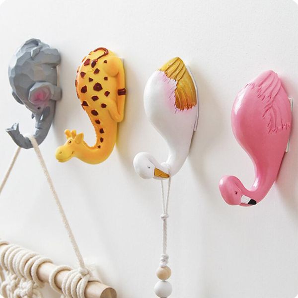 

2019 1pc animal type cute hook children room wall animal hook creative resin bathroom wall coat funny for home 1095a