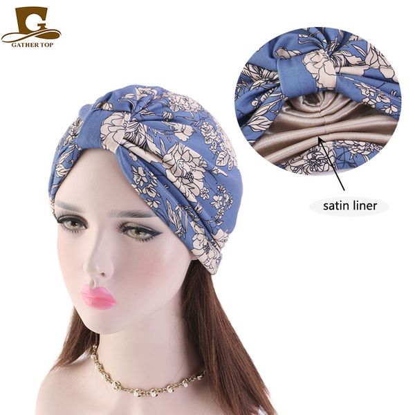 

new fashion satin liner turban headwrap women chemo cap for hair loss bandana hijab turbante hat hair accessories