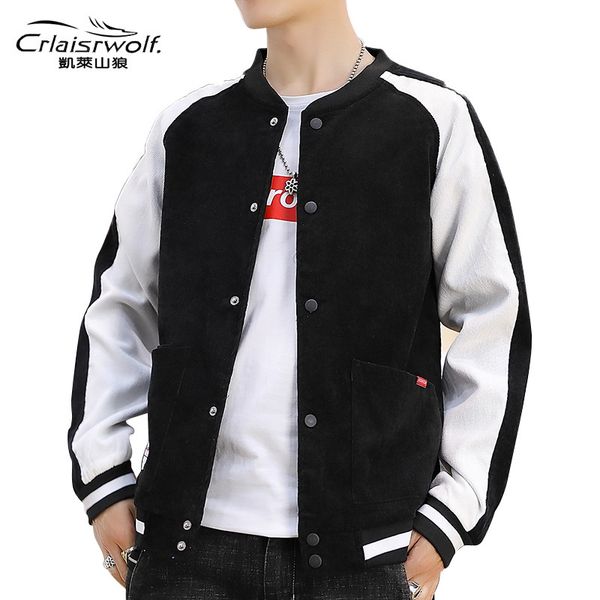 

korean-style men baseball uniform autumn and winter jacket men's 2019 casual long sleeve jackets workwear vertical single breast, Black;brown