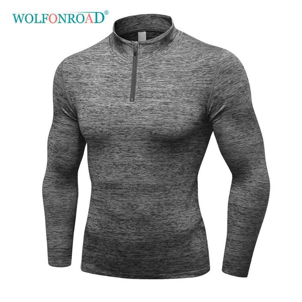 

wolfonroad quick dry sportswear mens long sleeve 1/4 zipper sweater running shirts jogger gym home workout training t shirt, White;black