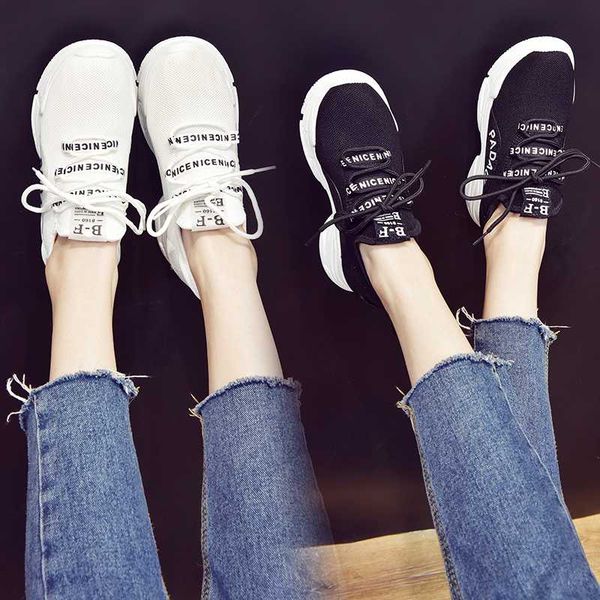 

women athletic shoes outdoor lace-up woman sports shoe students canvas shoe breathable skate shoes zapatos mujer women sneakers, Black