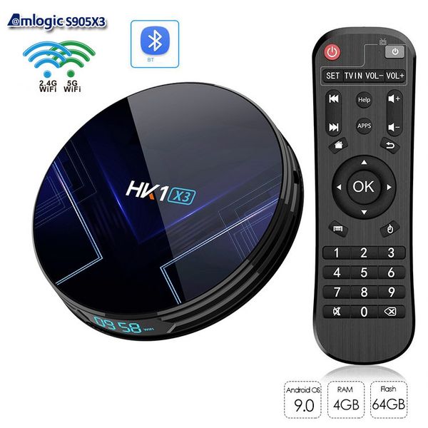 

HK1 X3 Amlogic S905X3 Android 9.0 TV BOX 4GB RAM 64GB Wifi 2.4G5G BT4.0 TV BOX PK TX6 H96 MAX