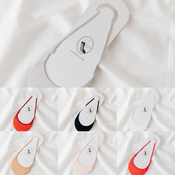 

one-piece sling sling boat cotton thin ultra-shallow women's invisible boat socks women's cotton socks, Pink;yellow