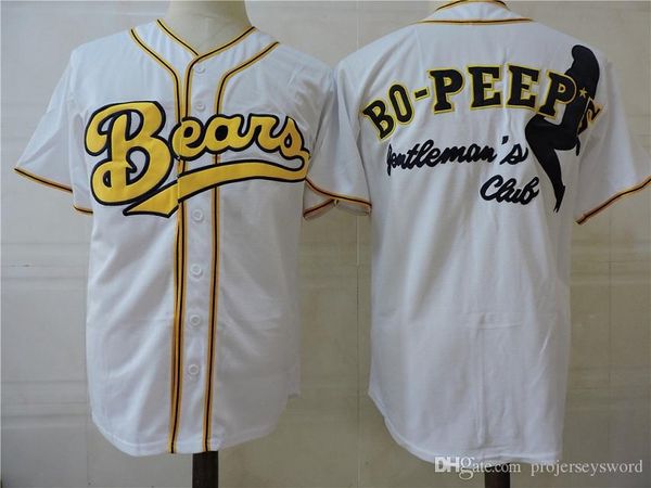 

Mens Bears Bo Peeps Movie Baseball Jersey Button Down White 100% Stitched Baseball Jerseys S-XXXL Free Shipping Wholesale