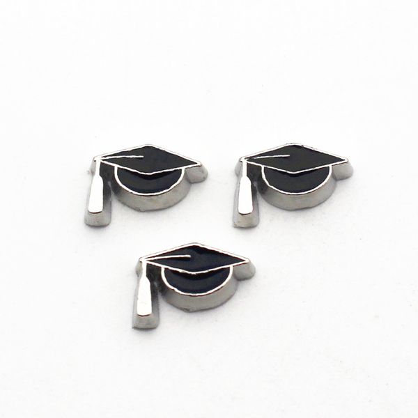 

new style 20pcs/lot doctoral cap alloy floating charms living memory floating lockets charms for diy accessory, Bronze;silver