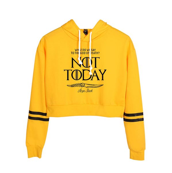 

arya stark not today short hoodie sweatshirts serpents streetwear spring dracarys hoodies female hooded harajuku spring, Black