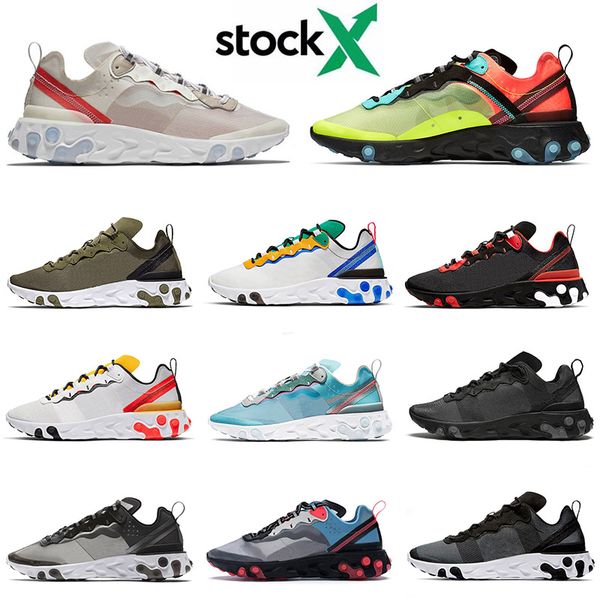 

react element 55 air maxs undercover x 87 mens womens running shoes triple black white solar red olt racer pink sai trainers sneakers