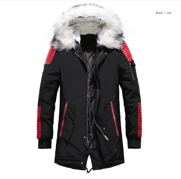 

down jacket men winter jackets coats black warm down jacket outdoor hooded fur mens thick parkas plus size famous brand m-3xl