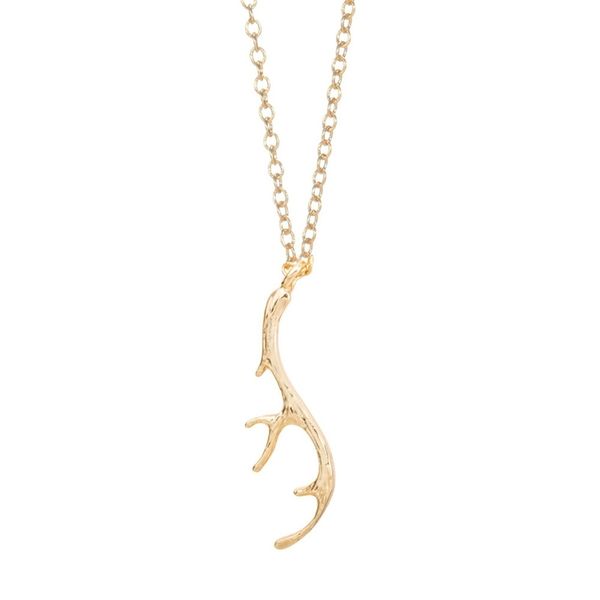 

oly2u new fashion deer antler necklace oh deer small deer shape necklaces for women animal pendant tiny cute necklace -n055, Silver