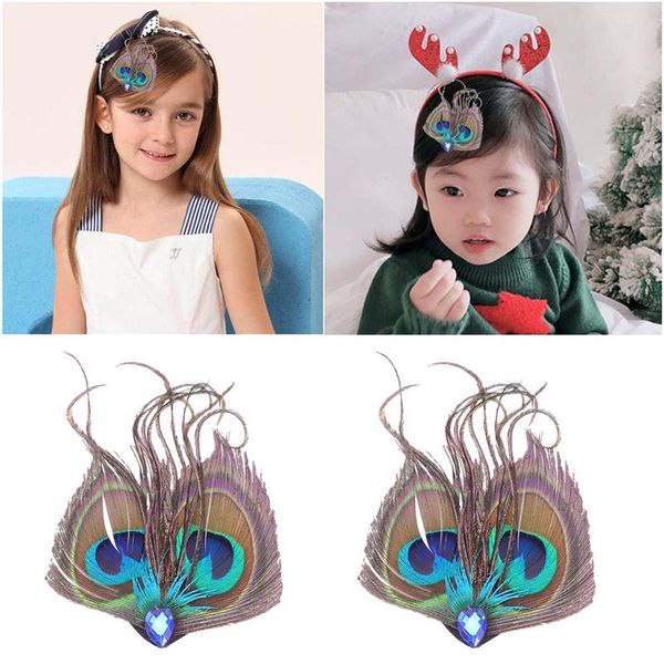 

2pcs alligator clip national handmade retro peacock feather barrettes hair accessories bobby pins hairpin for girls lady women, Golden;silver