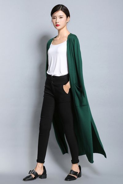 

fashion- - adohon 2017 womens spring cashmere cardigans and summer women knitted long vneck female solid sweaters open stitch, White;black
