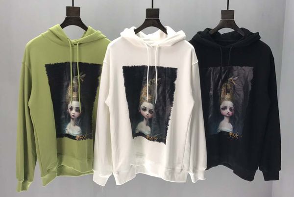 

men's hoodie large size loose women's hoodie super size girl oil painting print hooded sweater youth student sweater 2019 new ww6, Black
