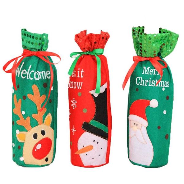 

christmas snowman wine bottle cover three-dimensional tailored image lovely vivid household kitchen dinner party decoration