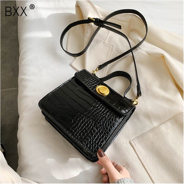 

bxx] крокодил pattern кожа pu сумка для женщин 2020 женский сплошной цвет плеча crossbody сумка женский сумки и кошельки hk225