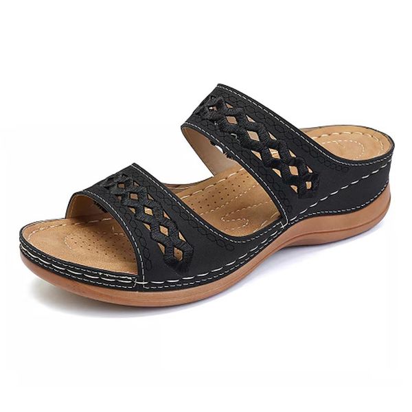 

casual women's sandals big size 35-43 wedge hallow sandals for female summer outdoor shoes women non-slip, Black