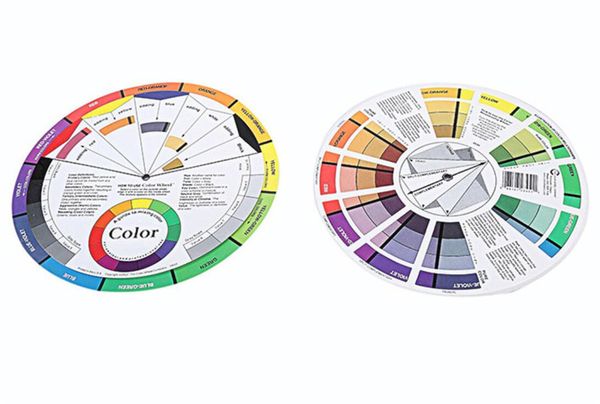 

beauty professional 12 color paper card three-tier design color mixing wheel guidance round central circle rotates tattoo nail pigment