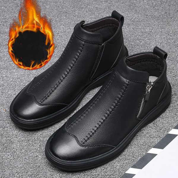 

2019 winter new men's boots big size black british style man boots soft leather tenis feminino zapatillas y7-07