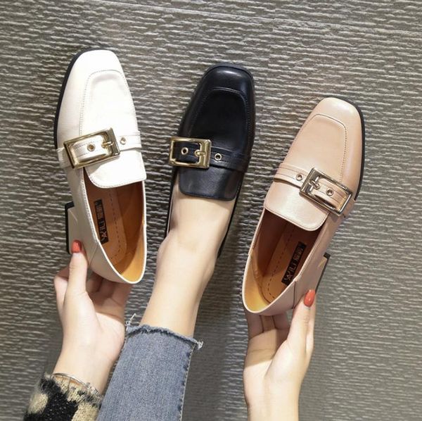 

new small leather shoes flat shoes, Black