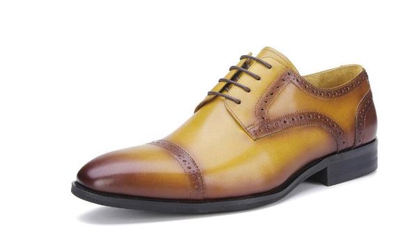 

new fashion pointed toe formal men's shoes genuine leather carved dress shoes lace up work, Black