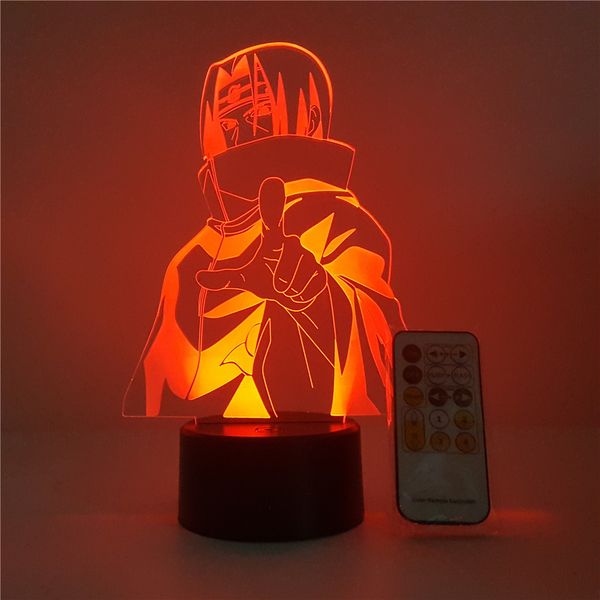

naruto uchiha itachi figure led 3d night light 7color changing with controller led desk lamp home decoration kids gift lampara