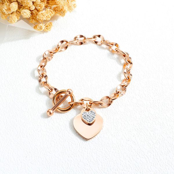 

stainless steel love heart charms bracelets for women gold silver color bileklik bracelet&bangle jewelry europe american style jewelry, Golden;silver
