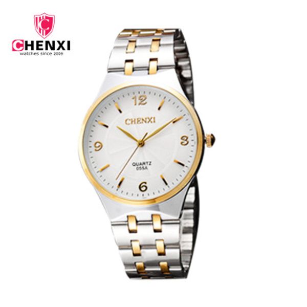 

2019 chenxi brand luxury simple fashion casual business watch men gold&silver waterproof quartz male lnter-gold wristwatch, Slivery;brown