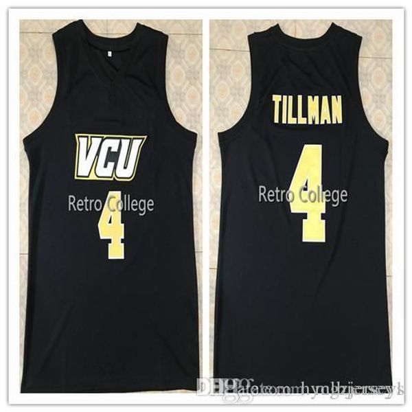 

2018 new justin tillman vcu college retro stitched sewn basketball jerseys customize any number and name xs-6xl vest jerseys, Black;blue