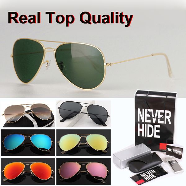 

pilot sunglasses women men brand design 58/62mm glass lens eyewear driver sun glasses with original box, accessories, everything, White;black