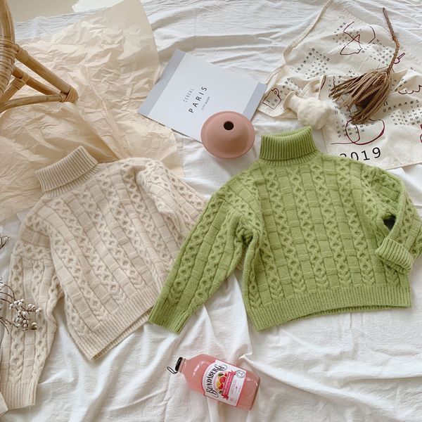 

wlg spring autumn boys girls sweaters kids turtleneck long sleeve beige green casual sweater, Blue