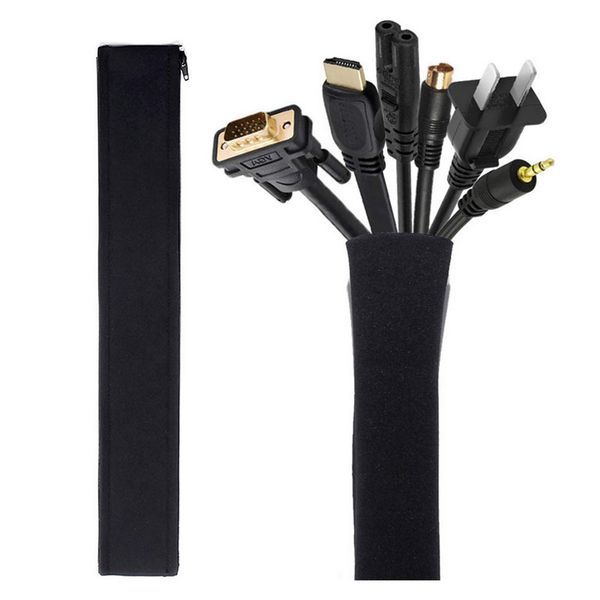 

cable management sleeve organizer wire hider protector flexible cable storage bags wrap cover for office/ computer / home
