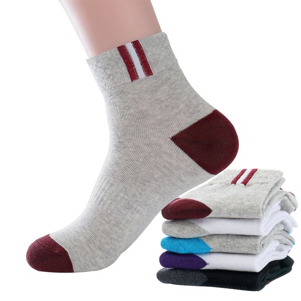 

5 pairs socks men autumn winter sports fashion casual male cotton socks in the tube breathable color matching new, Black