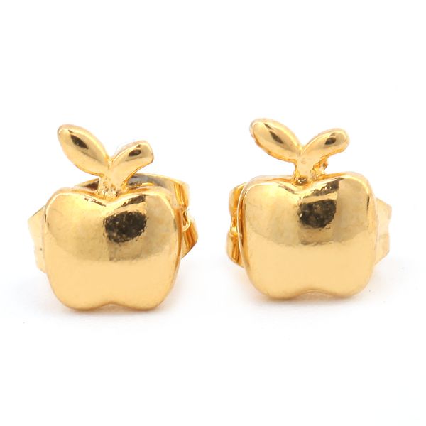 

apple stud earrings cute simple 24k gold color selling earrings, Golden;silver