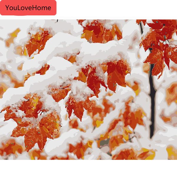 

paint by numbers scenery drawing on canvas handpainted maple leaf art kits diy gift home decoration