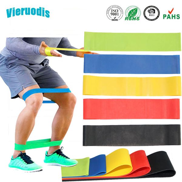 

vieruodis set of 5 level natural latex strength resistance bands loop fitness cross fit power lifting pull up strengthen muscles