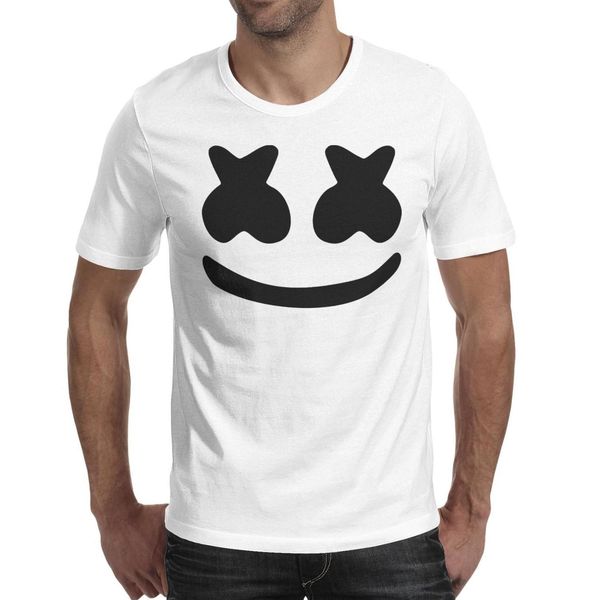 

marshmello лицо белая мужская футболка дизайн персонализированные сумасшедшие рубашки группа классическая футболка, White;black