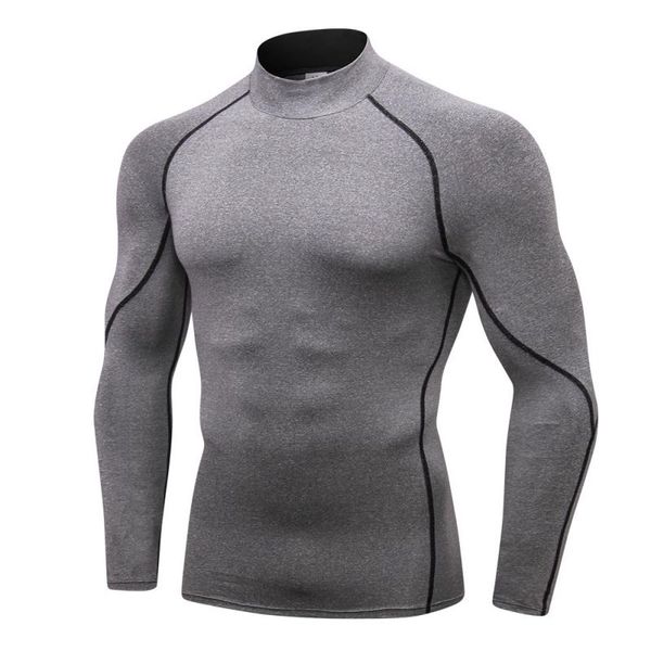 

men long sleeve speed dry t-shirts fitness high collar sports running training high-elastic tight-fitting