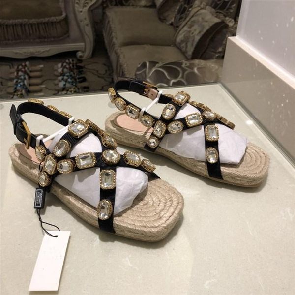 

women cord sandals flat slides with crystals, summer slip-on hiking cord sandals in metallic leather for women, Black